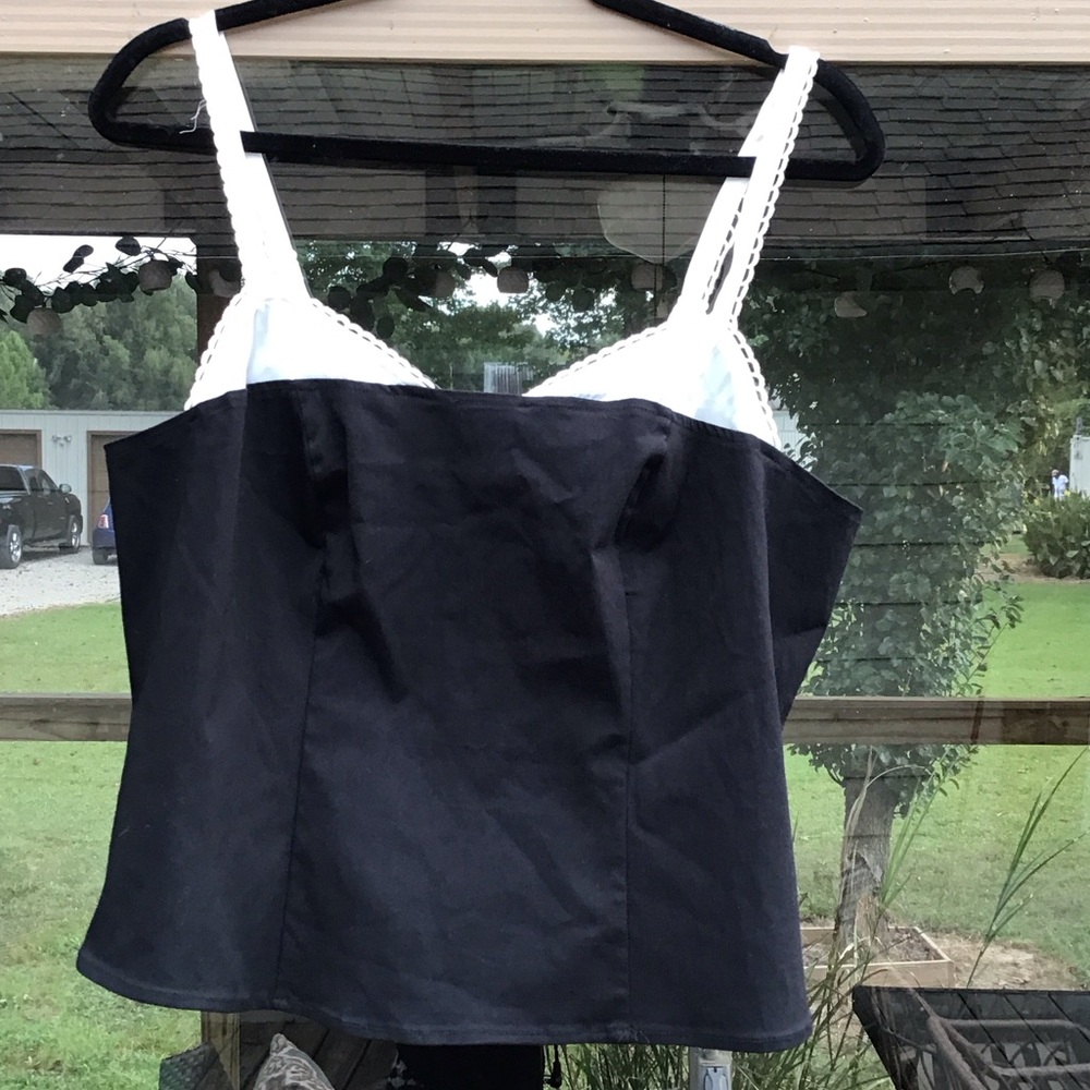 Torrid Black Bengaline Contrast Bustier Cami Top with White Accents